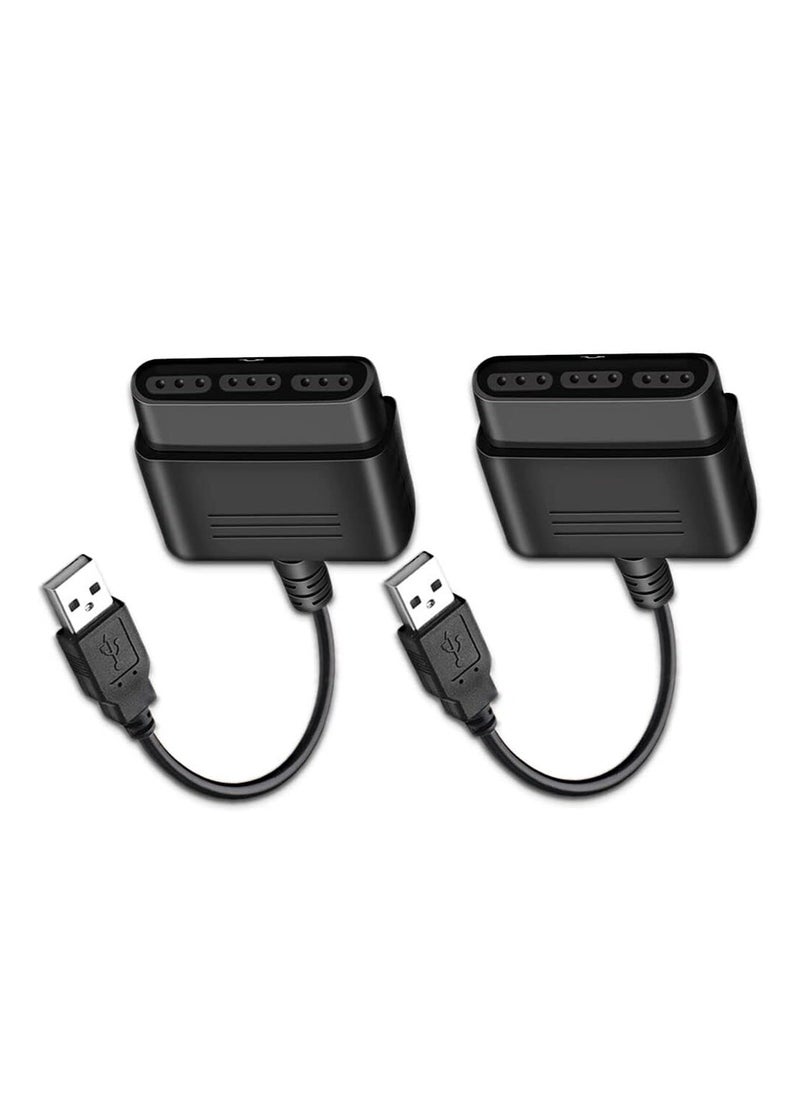 ميكسد - كابل محول USB إلى وحدة تحكم PS2، متوافق مع وحدة تحكم Sony PS1/PS2 من لوحة الألعاب إلى وحدة تحكم PS3/PC (أسود*2) - Image 1