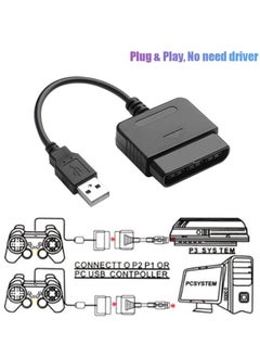 MIXDE PS2 Controller to USB Adapter Converter Cable, Compatible with Sony PS1/PS2 Controller Gamepad to PS3/PC Controller (Black*2)  - Image 2