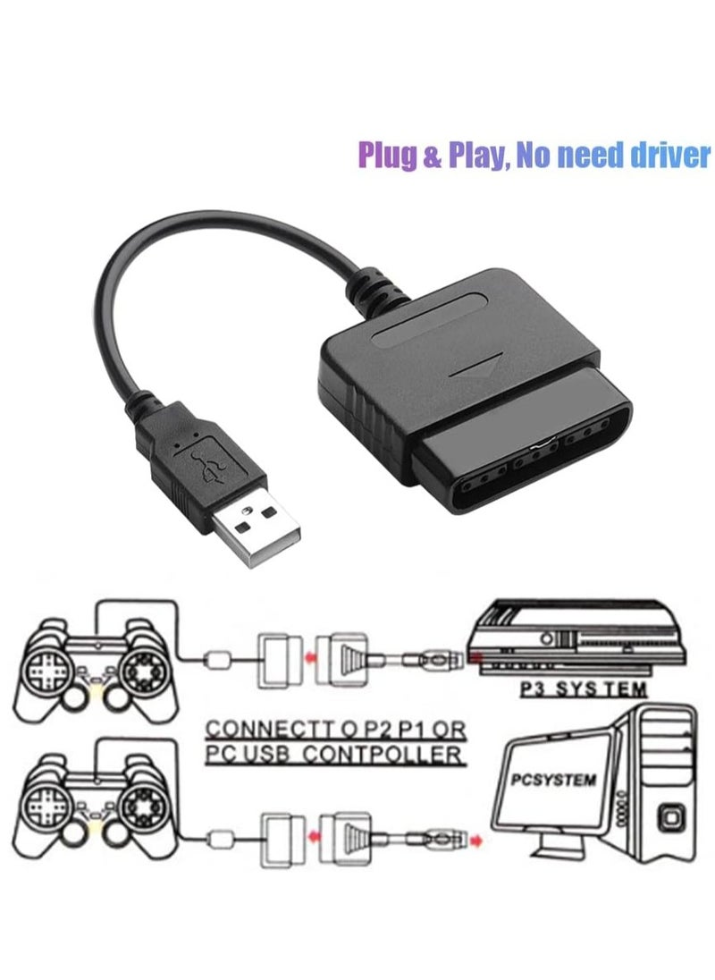ميكسد - كابل محول USB إلى وحدة تحكم PS2، متوافق مع وحدة تحكم Sony PS1/PS2 من لوحة الألعاب إلى وحدة تحكم PS3/PC (أسود*2) - Image 1