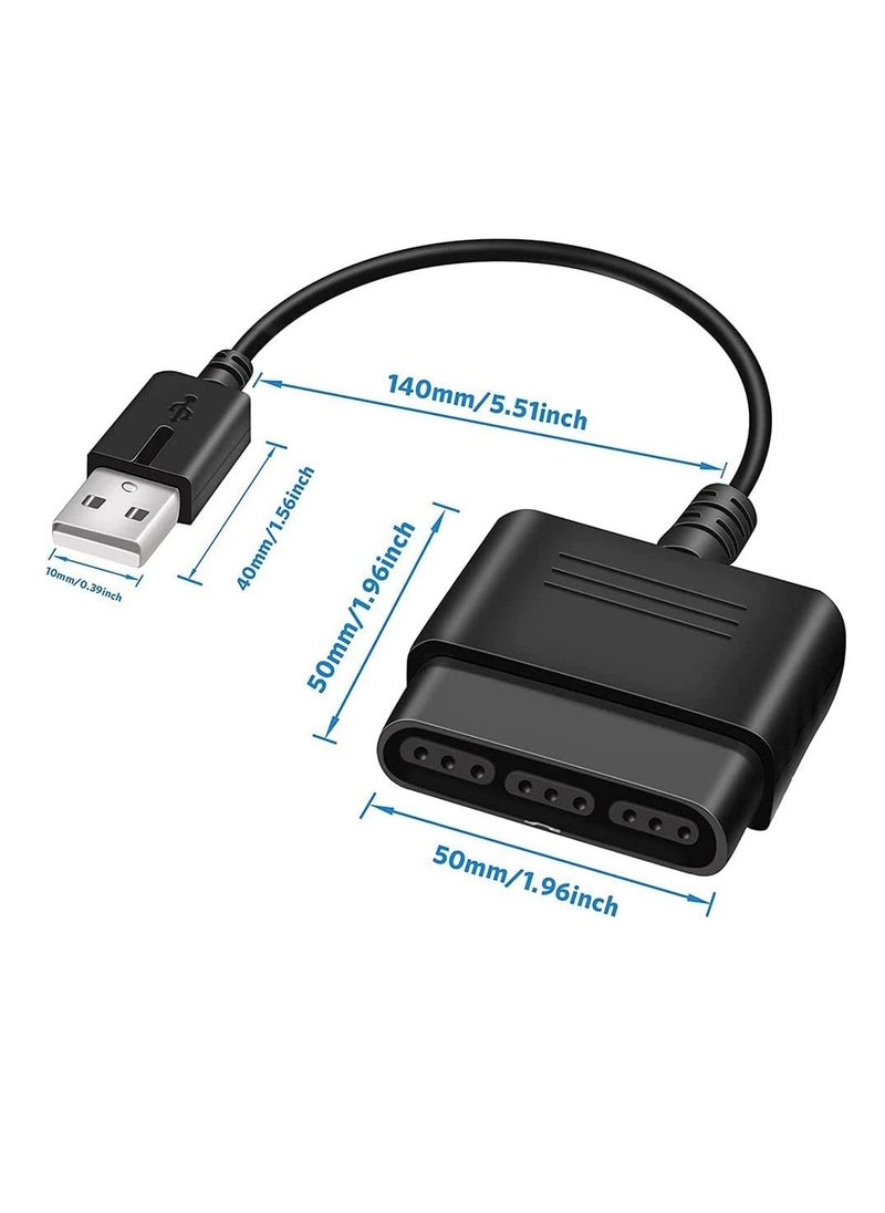 ميكسد - كابل محول USB إلى وحدة تحكم PS2، متوافق مع وحدة تحكم Sony PS1/PS2 من لوحة الألعاب إلى وحدة تحكم PS3/PC (أسود*2) - Image 1