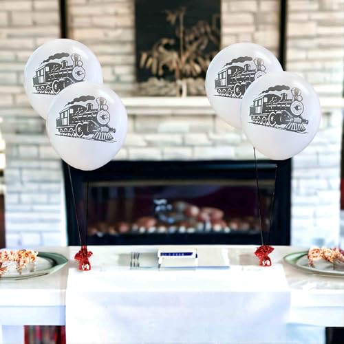 Malayan Products 12 Count Train Balloons Latex Train Birthday Party Theme Decoration 12 Inch Standard Size Minimalist Locomotive Rail Transport Steam Engine Railroad Crossing Locomotive - Image 5