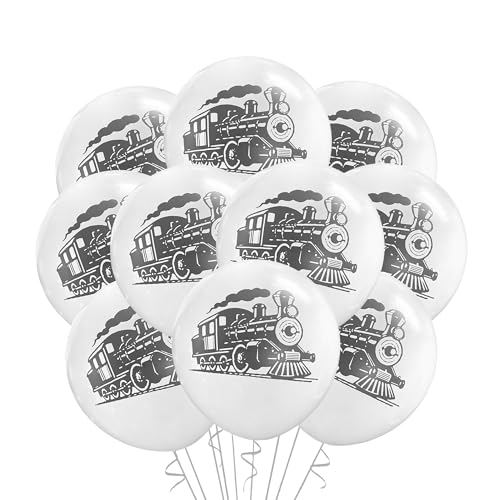 Malayan Products 12 Count Train Balloons Latex Train Birthday Party Theme Decoration 12 Inch Standard Size Minimalist Locomotive Rail Transport Steam Engine Railroad Crossing Locomotive - Image 1
