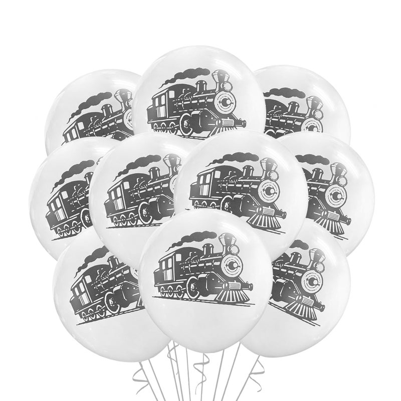 Malayan Products 12 Count Train Balloons Latex Train Birthday Party Theme Decoration 12 Inch Standard Size Minimalist Locomotive Rail Transport Steam Engine Railroad Crossing Locomotive - Image 3