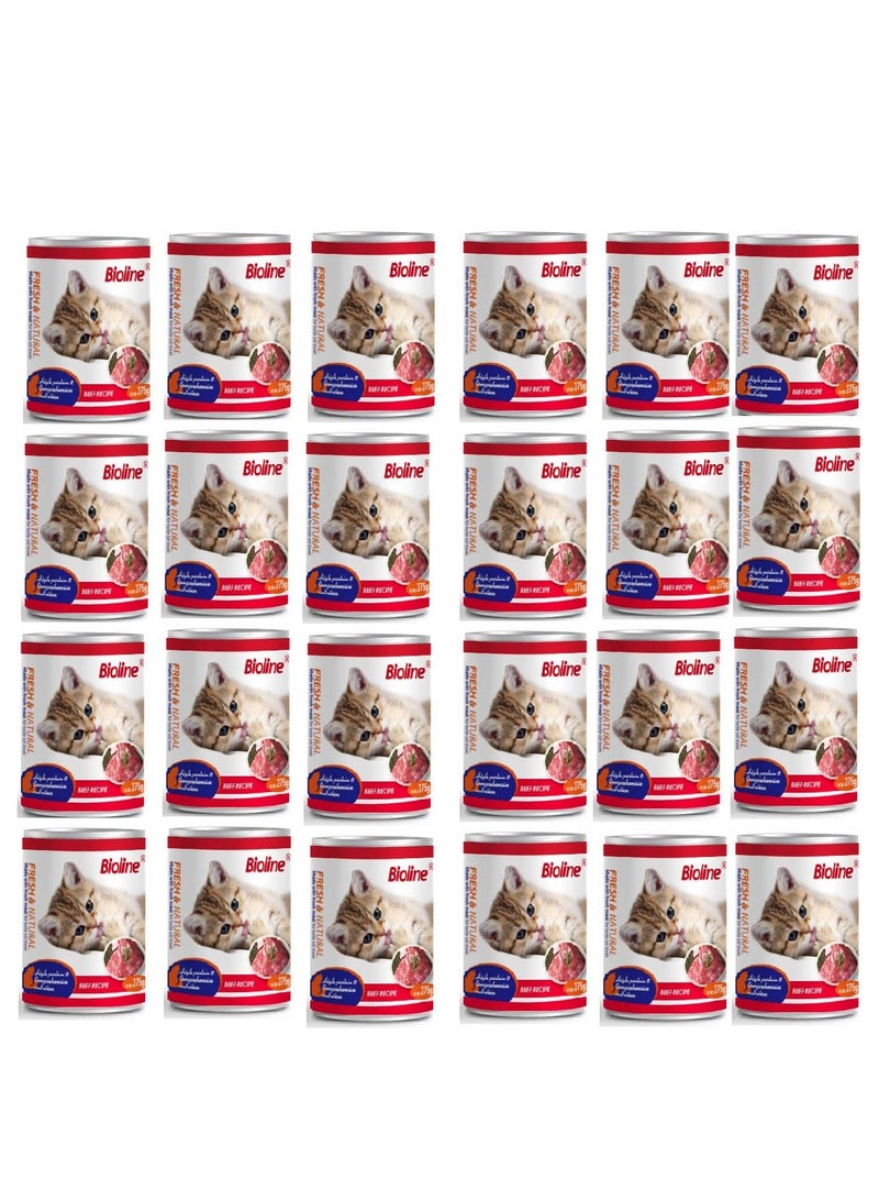 Bioline 24pc Bioline Canned Cat Food Beef 375g - Image 1