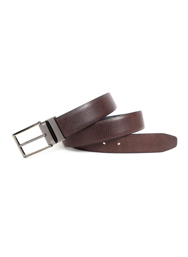 Mont Hawk Men's Genuine Leather Reversible Belt with Nickel Chromium Alloy Buckle - Tan & Black - Image 5