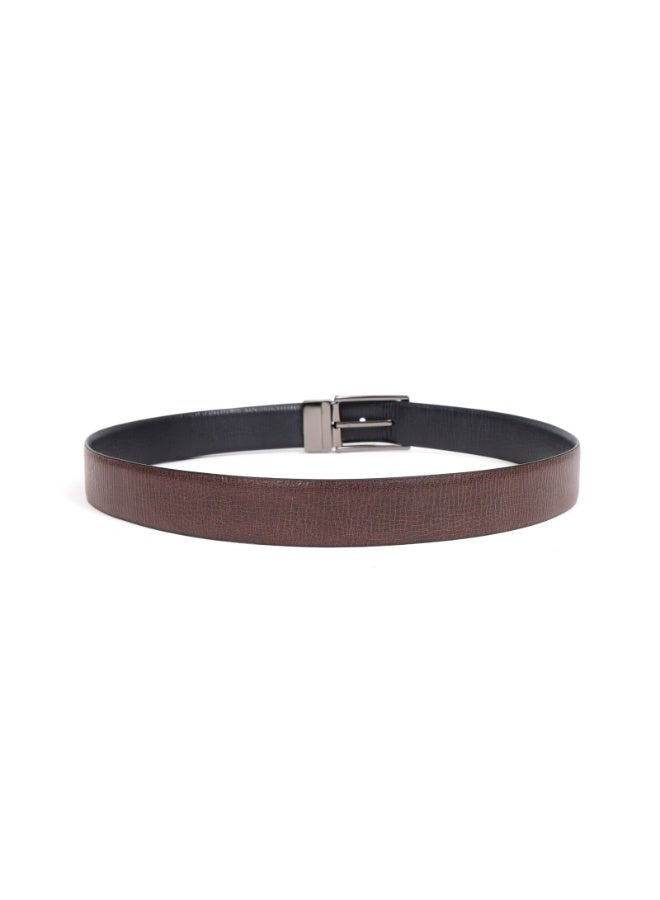 Mont Hawk Men's Genuine Leather Reversible Belt with Nickel Chromium Alloy Buckle - Tan & Black - Image 3