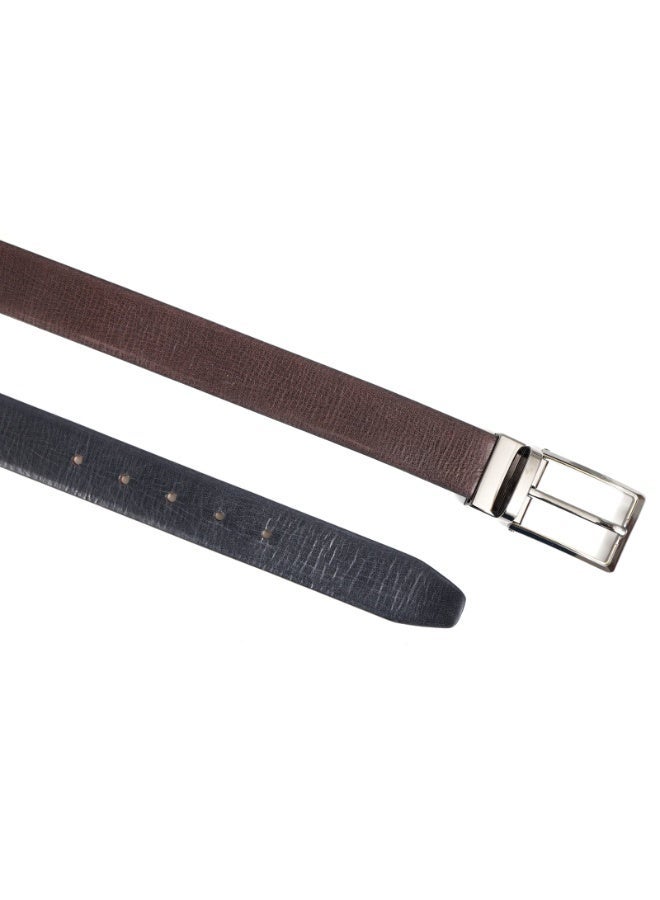 Mont Hawk Men's Genuine Leather Reversible Belt with Nickel Chromium Alloy Buckle - Tan & Black - Image 2