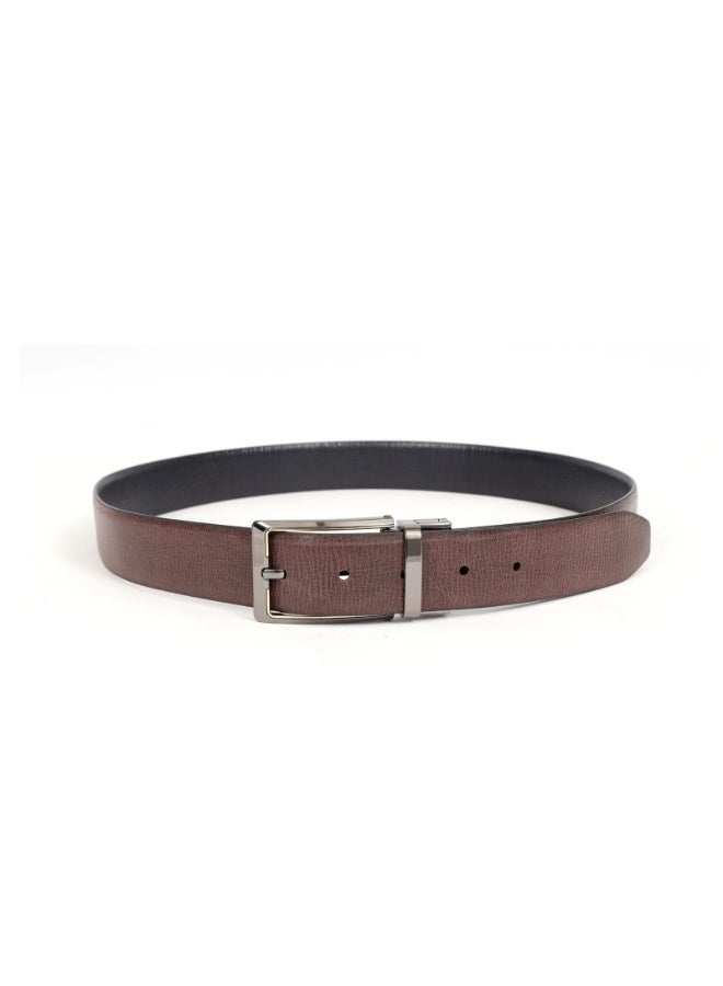 Mont Hawk Men's Genuine Leather Reversible Belt with Nickel Chromium Alloy Buckle - Tan & Black - Image 4