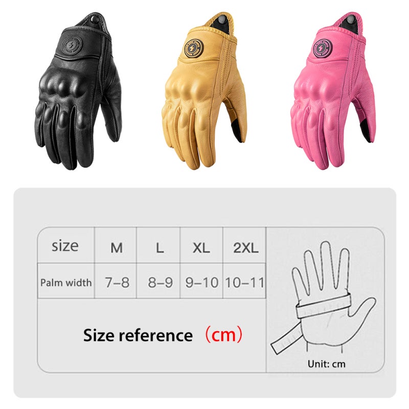 Motorcycle Leather Gloves 2XL Brown - Anti-drop Anti-impact Touchscreen Protective Biker Gloves for Men’s Street Riding - Image 2