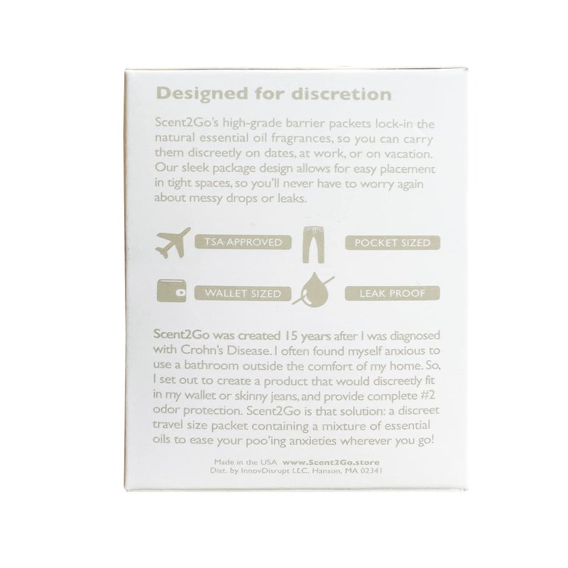 Scent2Go Toilet Fragrance Powder - Discreet Travel Size Packet - Leak Lock Design - Plant Based Formula - Lavender + Peppermint - 20 Single Use Packets - Image 4