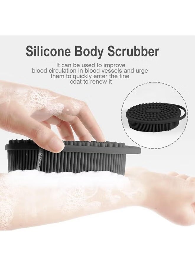 2 Pieces Silicone Body Scrubber, Exfoliating Brush, 2 In 1 Bath And Shampoo Brush, Scalp Massager, Lathers Well, Long Lasting, Easy To Clean,And More Hygienic Than Traditional Loofah - Image 4