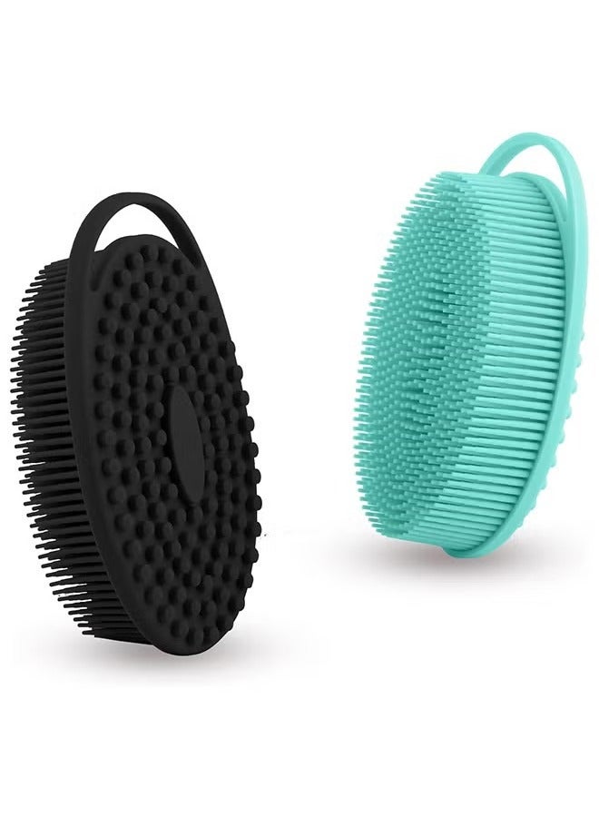 2 Pieces Silicone Body Scrubber, Exfoliating Brush, 2 In 1 Bath And Shampoo Brush, Scalp Massager, Lathers Well, Long Lasting, Easy To Clean,And More Hygienic Than Traditional Loofah - Image 1