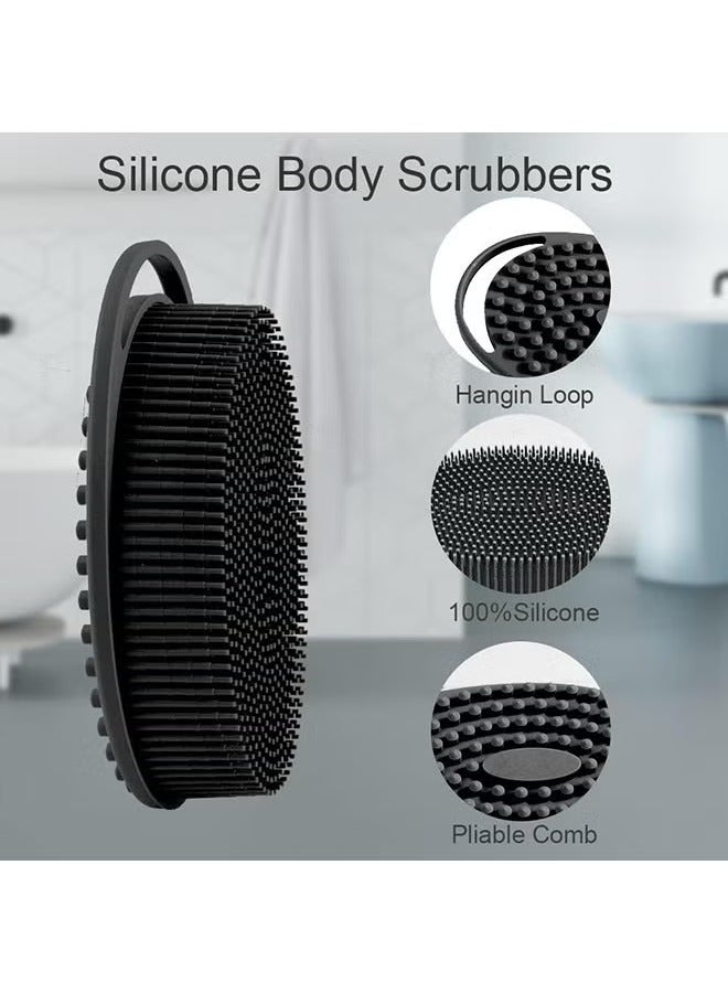2 Pieces Silicone Body Scrubber, Exfoliating Brush, 2 In 1 Bath And Shampoo Brush, Scalp Massager, Lathers Well, Long Lasting, Easy To Clean,And More Hygienic Than Traditional Loofah - Image 3