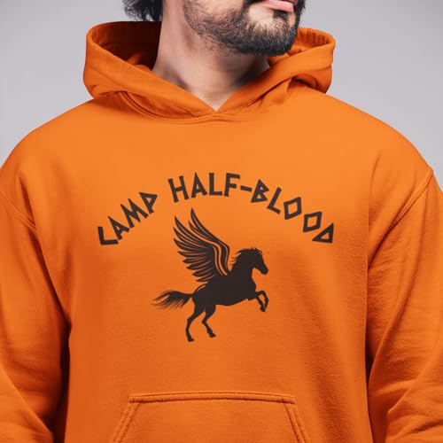 shop4ever Camp Half Blood Hoodie Demigod Hooded Sweatshirt Large Orange 0 - Image 5
