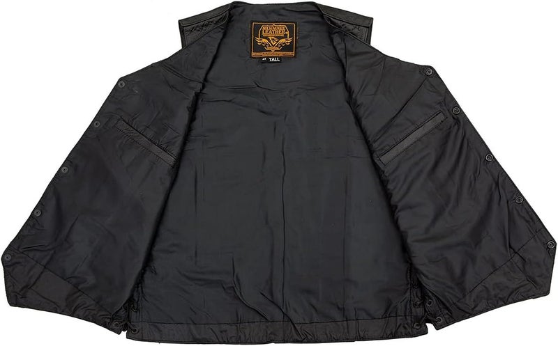 Milwaukee Leather Men's Tall Black Leather Classic Side Lace Biker Vest - 40-Tall - Image 4