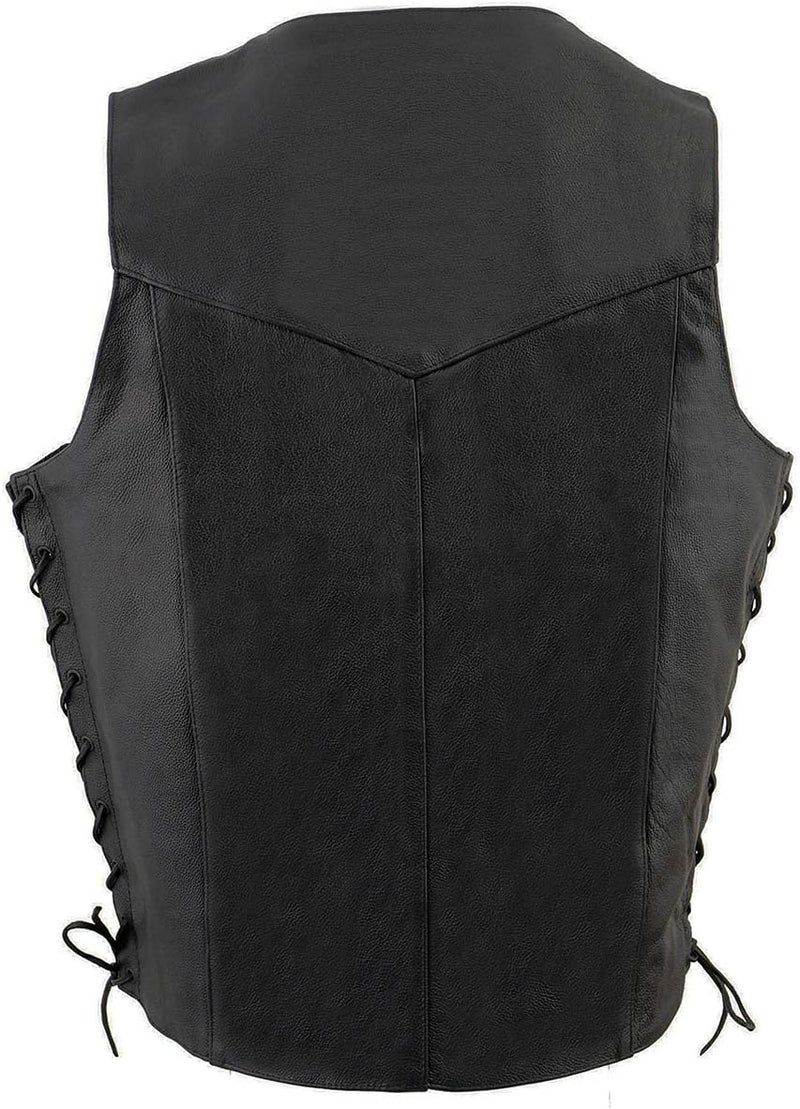 Milwaukee Leather Men's Tall Black Leather Classic Side Lace Biker Vest - 40-Tall - Image 2