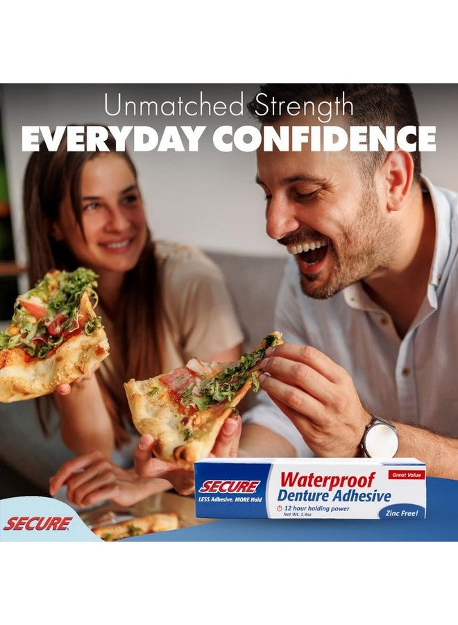 Secure Waterproof Denture Adhesive - Zinc Free - Extra Strong Hold For Upper, Lower or Partials - 1.4 oz - Image 5