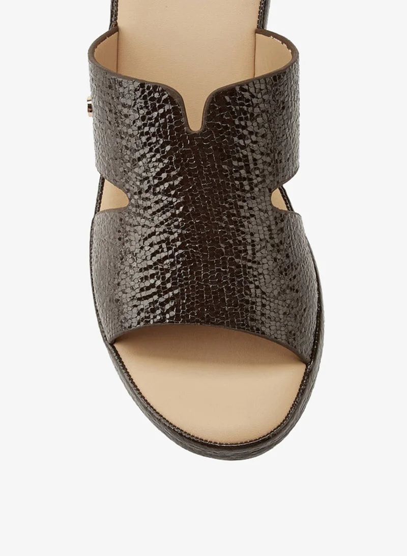 Flora Bella By Shoexpress Textured Slip-On Sandals with Block Heels