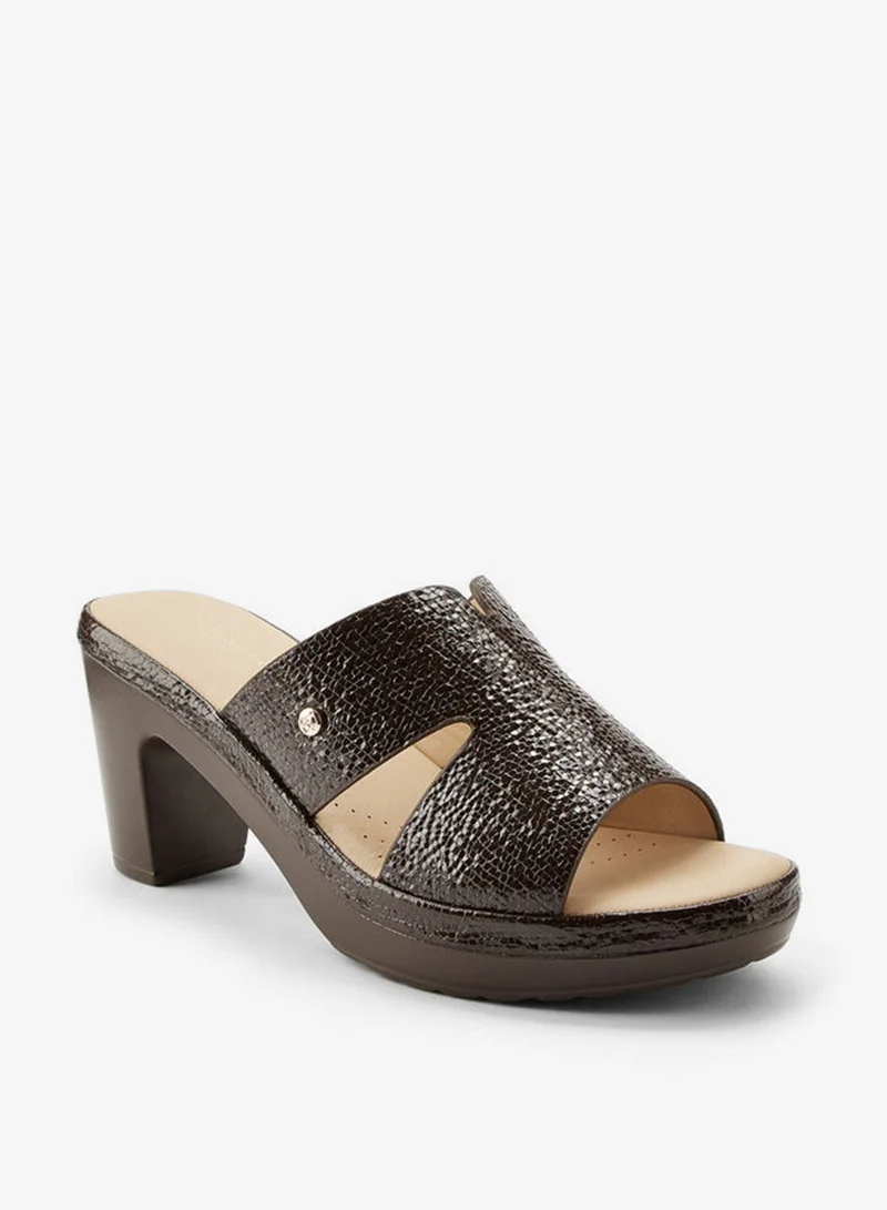 Flora Bella By Shoexpress Textured Slip-On Sandals with Block Heels