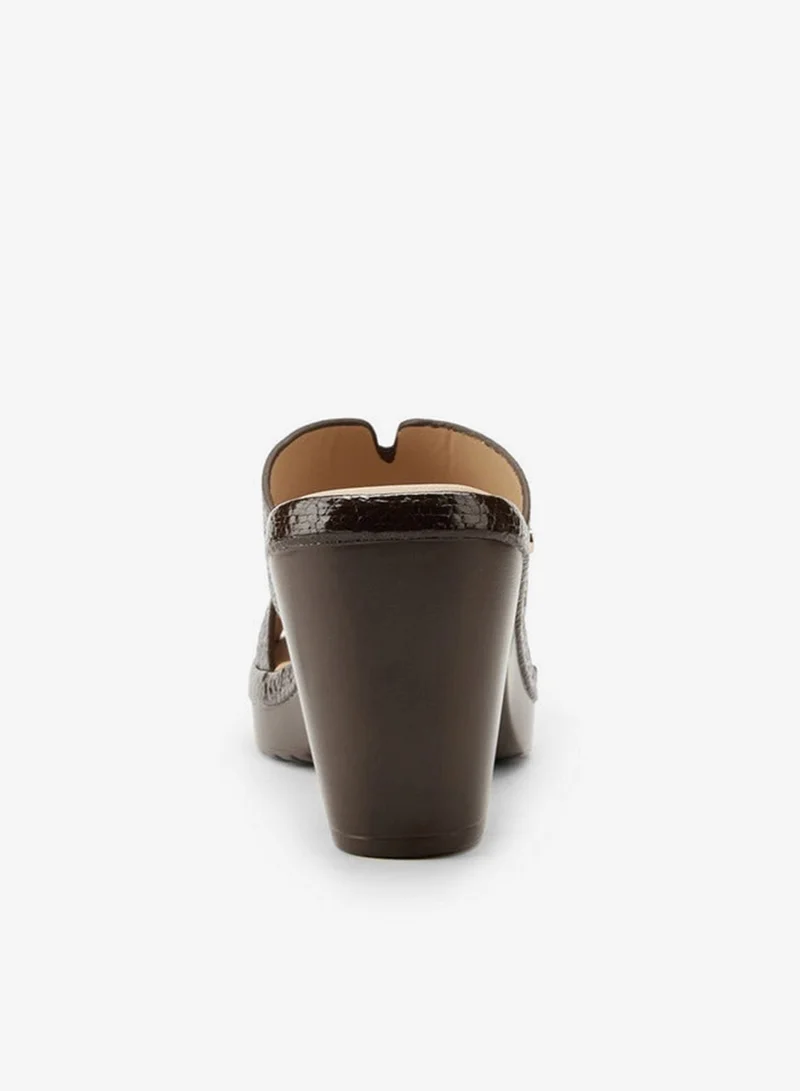 Flora Bella By Shoexpress Textured Slip-On Sandals with Block Heels