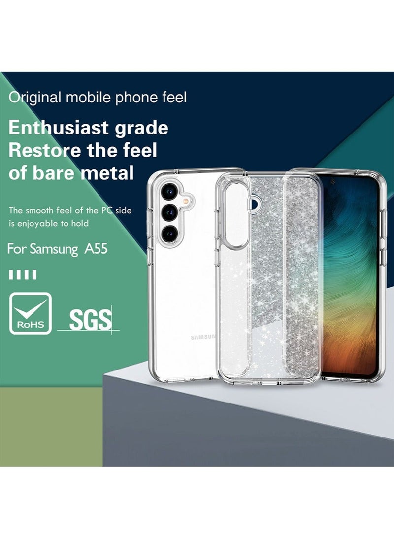 X-level Samsung Galaxy A55 Case Crystal Clear, [Never Yellow Technology] [10FT Mil-Grade Protection] Transparent Slim Cover Women Men Samsung Galaxy A55 Case 6.6 inch, Glitter - Image 5