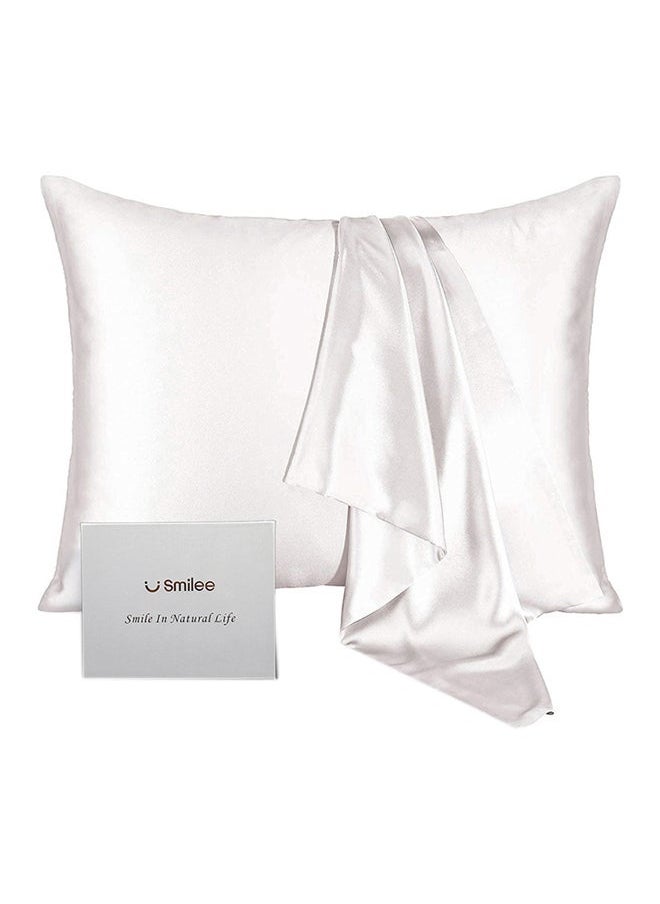 SMILEE 100% Pure Mulberry Queen Pillowcase Silk White 76x51cm  - Image 1