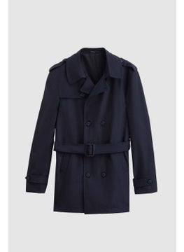 D'S DAMAT Ds Damat Regular Fit Navy Blue Epaulette Waist Belted Overcoat/Trenckot 1HF08ORT00013  - Image 5