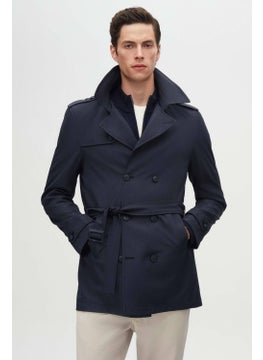 D'S DAMAT Ds Damat Regular Fit Navy Blue Epaulette Waist Belted Overcoat/Trenckot 1HF08ORT00013  - Image 2