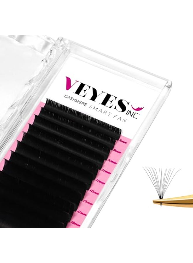 VEYES INC Cashmere Smart Fan Lash Extensions 003 005 007 CCCD Curl 820mm Mixed Single Length Super Matte Black Volume Lashes Professional Supplies for Lash Techs 003 CC 12mm
