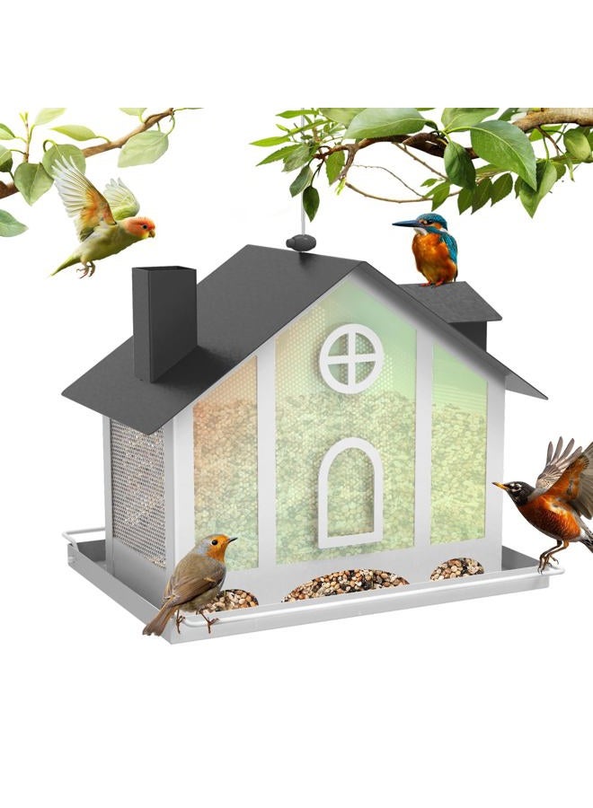 FlowaFoli Bird Feeders for Outdoors, Decorative Large Bird Feeders for Outdoors with Rainbow Acrylic Panels, Ideal Gift for BirdLovers to Attract Feathered Friends Year-Round - Image 1