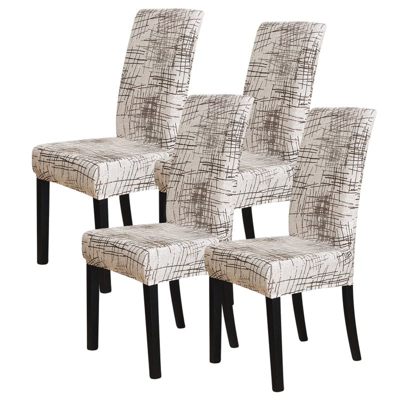 FORCHEER Dining Room Chair Covers for Dining Room Set of 4Stretch Dining Chair Cover for Dining Room Kitchen Washable Removable4PackPrinted Geometric Pattern