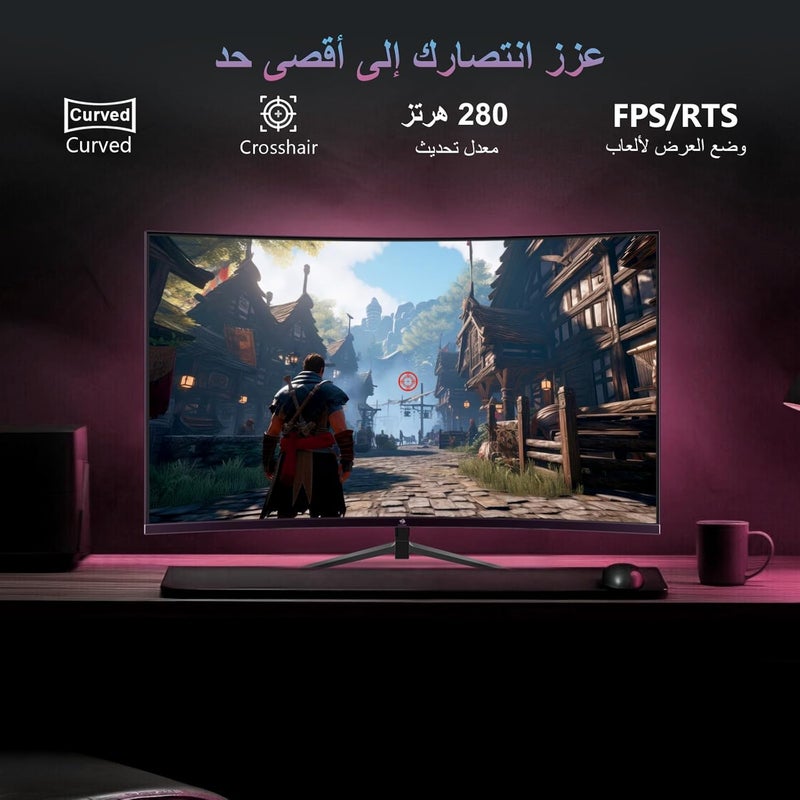 Z Z-Edge شاشة الألعاب المنحنية Z-Edge UG27P مقاس 27 بوصة بنسبة عرض إلى ارتفاع 16:9 ودقة 1920x1080 وتردد 280 هرتز ووقت استجابة 1 مللي ثانية وشاشة LED بدون إطار، مع دعم AMD Freesync Premium ومنفذ Display Port وHDMI - Image 5