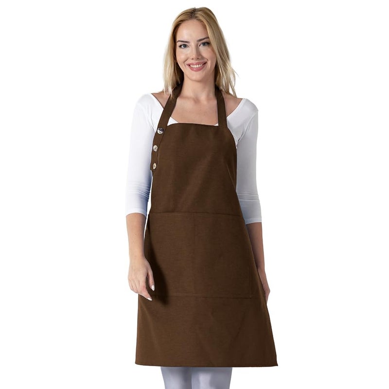 TOSHE Kitchen Apron Waterdrop Resistant Cotton Apron with adjustable Aprons for Women with Pockets 12 Color option Cooking Brown Apron Brown