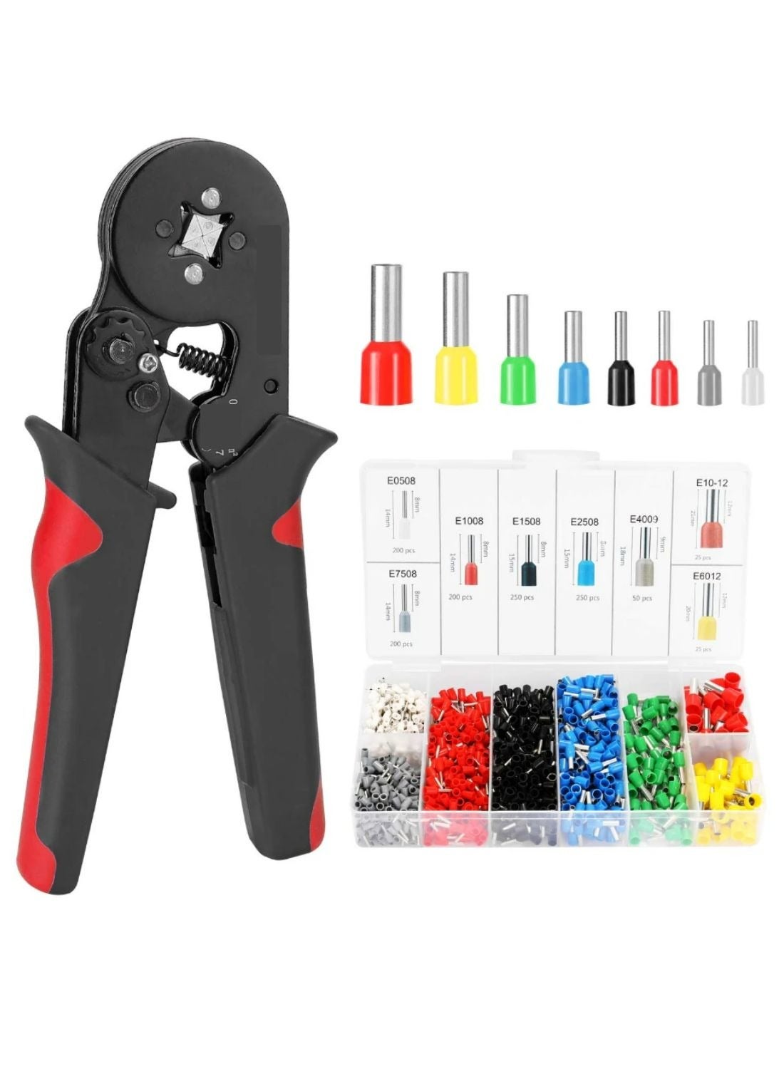 Generic Self-adjusting Wire End Crimping Tool Kit with Terminal Set Red ...