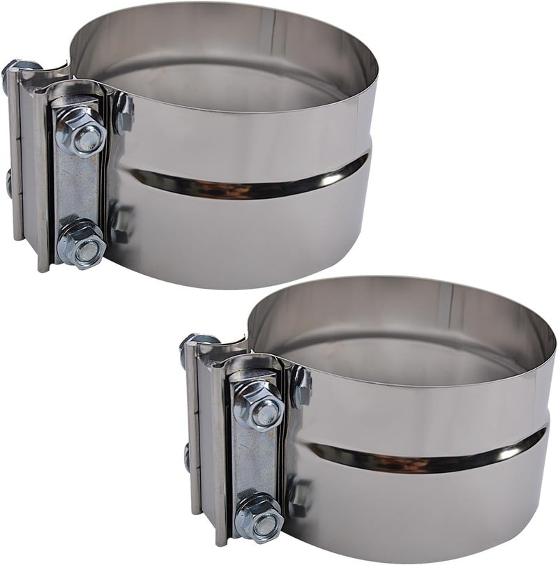 ROADFORMER 5 inch Exhaust Clamp Stainless Steel for 5" Inner Diameter to 5" Outer Diameter Exhaust Pipe Turbo Downpipe Muffler and Exhaust System Repair - 2 Pieces - Image 1