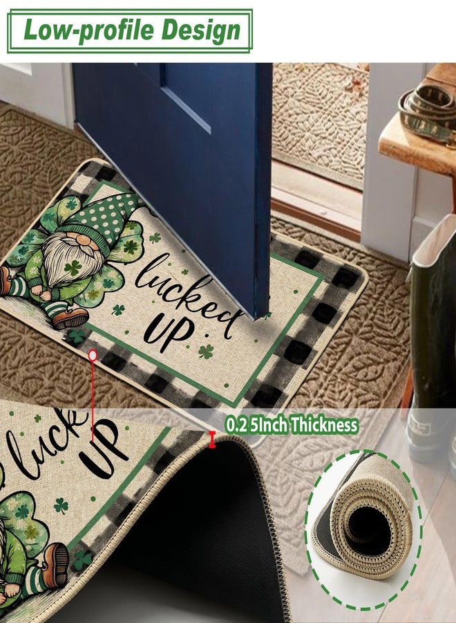 Baccessor St. Patrick's Day Gnome Doormat 17x36 Inch, St Patricks Shamrock Check Decorative Front Door Mat Indoor Outdoor Non Slip Rubber Backing Fall Seasonal Entryway Kitchen Floor Decoration - Image 5