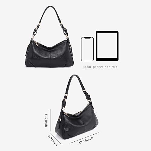 Kattee Soft Leather Hobo Handbags for Women Genuine Top Handle Vintage Shoulder Purses Medium (Black) - Image 3