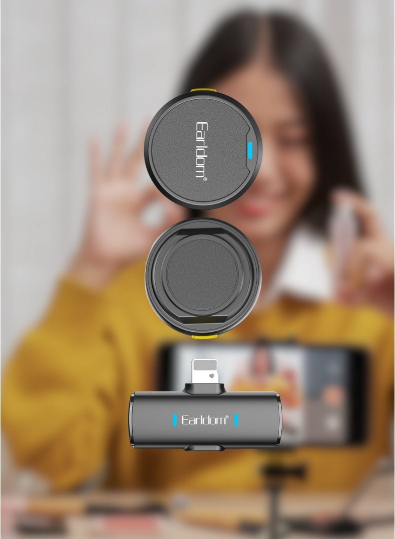 Earldom Wireless Lavalier Lapel Microphone for iPhone (1-Year Warranty) - Lightning Dual Mic with Magnetic Clip, Noise Reduction, 25m Wireless Range, Plug-and-Play, Ideal for Video Recording, Interviews & Vlogging  - Image 3