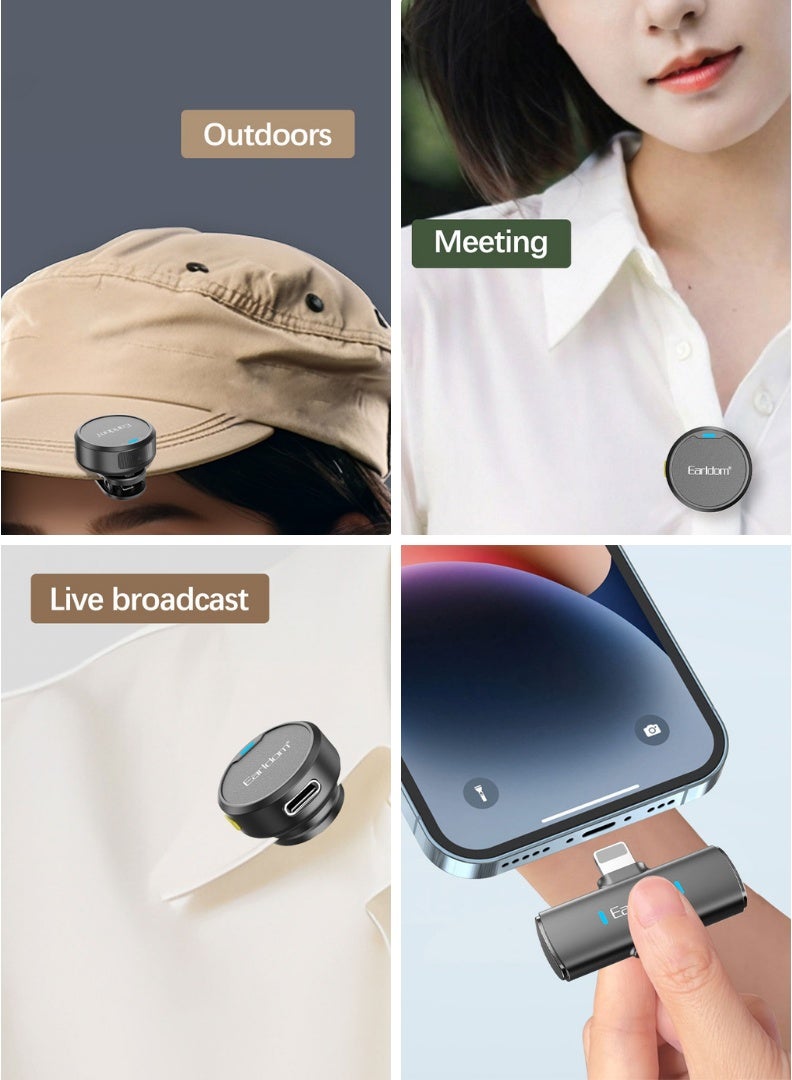 Earldom Wireless Lavalier Lapel Microphone for iPhone (1-Year Warranty) - Lightning Dual Mic with Magnetic Clip, Noise Reduction, 25m Wireless Range, Plug-and-Play, Ideal for Video Recording, Interviews & Vlogging  - Image 5
