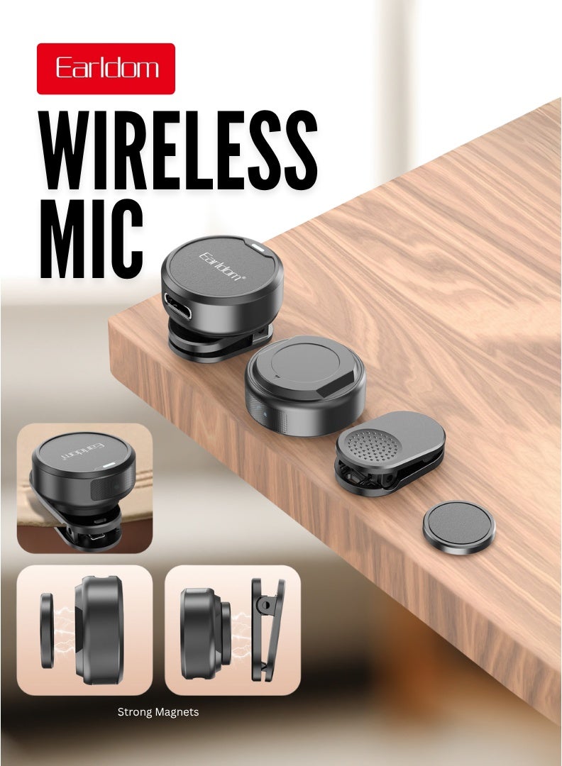 Earldom Wireless Lavalier Lapel Microphone for iPhone (1-Year Warranty) - Lightning Dual Mic with Magnetic Clip, Noise Reduction, 25m Wireless Range, Plug-and-Play, Ideal for Video Recording, Interviews & Vlogging  - Image 1