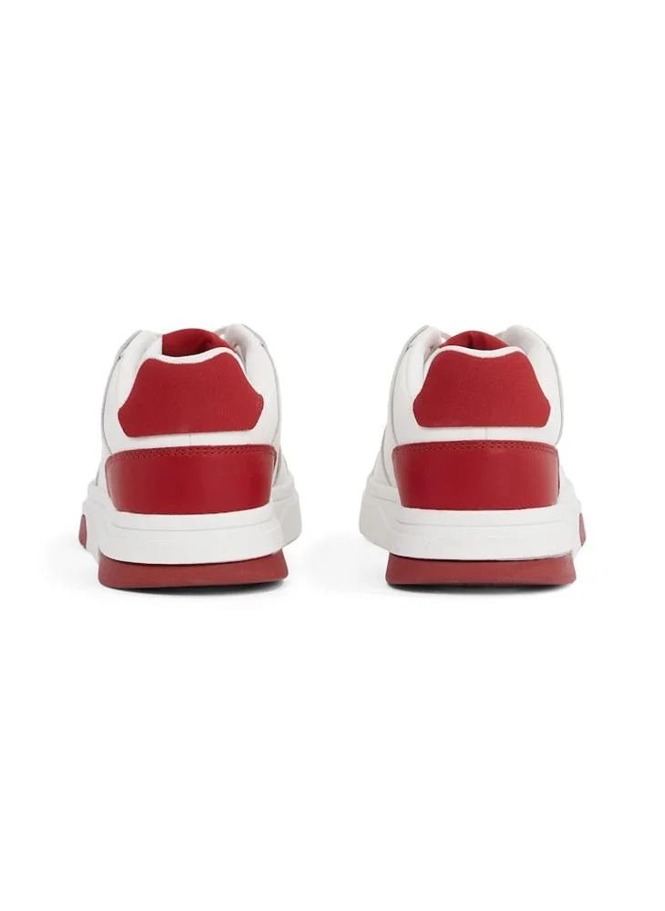 تومي جينز Lace Up Low Top Leather Sneakers