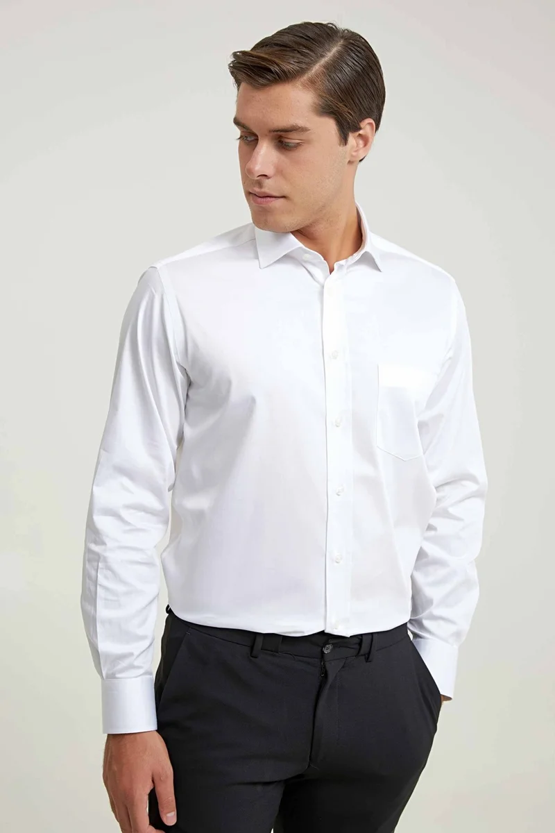 D'S DAMAT Regular Fit White Plain Shirt 2HE02DY05289M