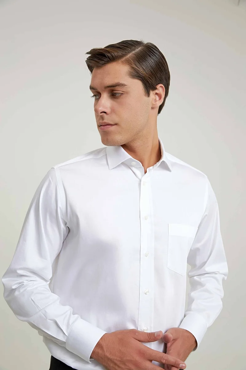 D'S DAMAT Regular Fit White Plain Shirt 2HE02DY05289M