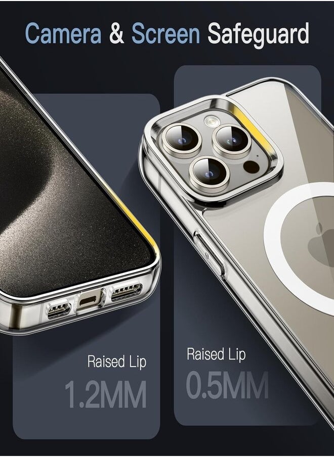 iPhone 15 Pro Max Magnetic Case Compatible with MagSafe Wireless Charging, Anti-Scratch Bumper Cover (Clear), TPU - PC