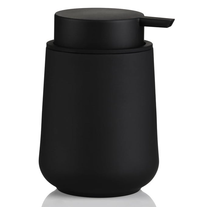 MATTE BLACK LIQUID HAND SOAP DISPENSER PLASTIC 11 OZ MODERN MINIMALIST STYLE FOR BATHROOM KITCHEN COUNTERTOP REFILLABLE