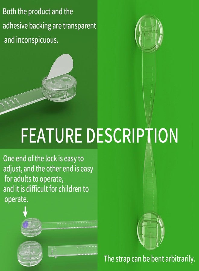 Snowharp Baby Proof Cabinet Locks, Safe Quick and Easy Transparent Drawer Door Latches, Adjustable No Drilling Child Safety Cabinet Straps for Fridge, Oven, Dishwasher, Toilet Seat (L, Count, 9) - Image 3