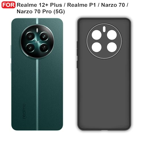 CEDO Back Cover for Realme 12+ Plus/Realme P1 / Narzo 70/70 Pro (5G) | Camera Bump Protection & Inner Velvet Fabric Lining | Ultra Slim Matte Soft Rubberised Case Cover (Black) - Image 2
