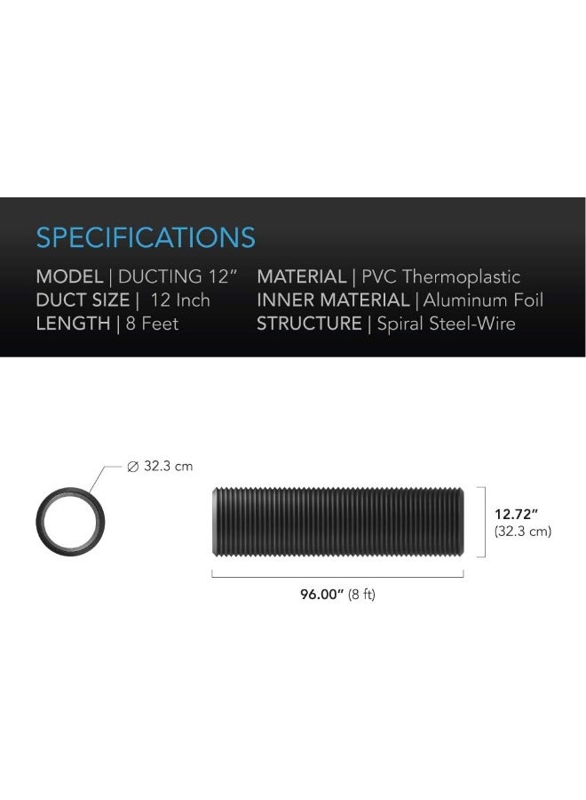 AC Infinity قناة ألومنيوم مرنة 12 بوصة من AC Infinity، حماية ثقيلة من أربع طبقات، بطول 8 أقدام للتدفئة والتبريد والتهوية والعادم - Image 5