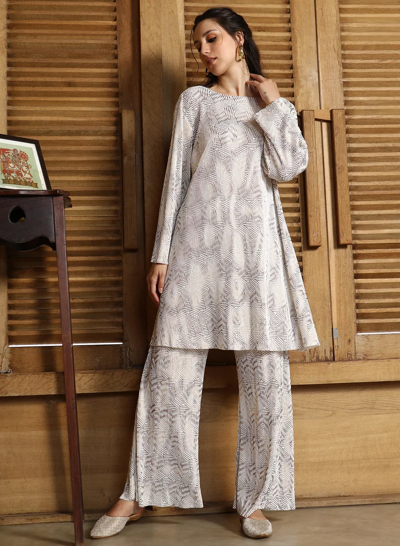 QISSA Women's Chocolate Brown Solid Pleated Kurta Set For Casual Wear | Round Neck | Long Regular Sleeves | 2 Piece Kurta Set Designed With Comfort Fit For Everyday Ethnic Wear