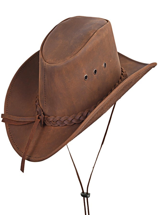 Strength Zones Leather Cowboy hat for Men & Women Durable Handcrafted Lightweight Shapeable Western Hats for Men (US, Alpha, X-Large, Reddish) - Image 3